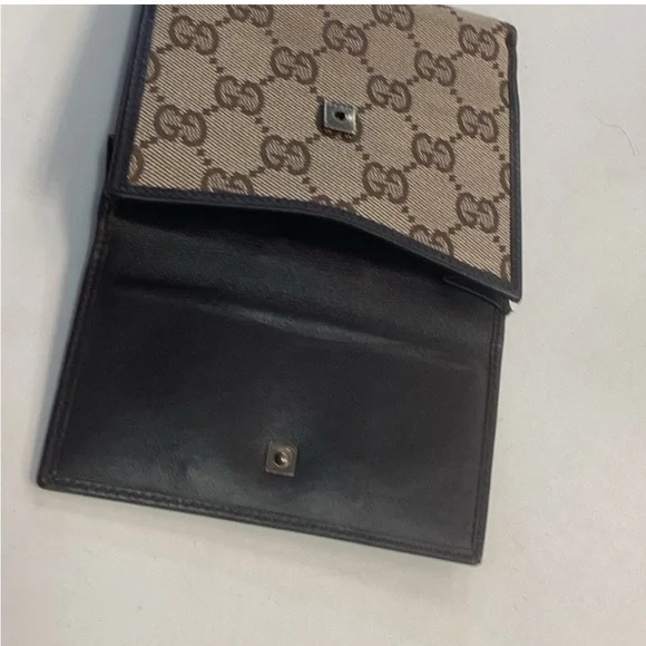 🦋 Authentic Gucci🦋Brown and Tan Logo Wallet Signature Canvas UNISEX Double EUC - Picture 5 of 12
